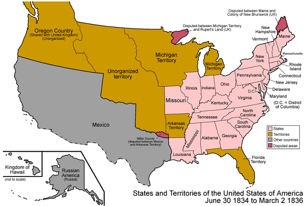 1834年当時の米国